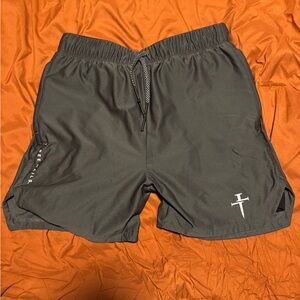 Three Nails Men's Gray Athletic Shorts with Drawcord and Performance Fabric